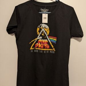 Pink Floyd Black Tee with Yellow & Rainbow Prism Graphic